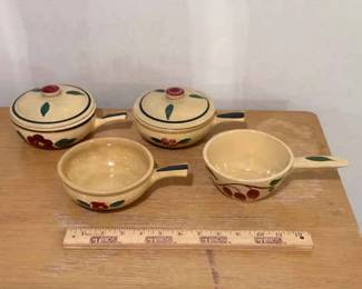 (4) Watt Lug Soup Bowls ft. Rio Rose & Red Bud Teardrop Patterns