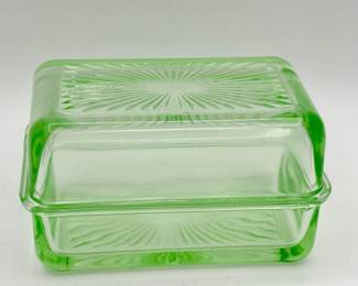 Uranium Glass Covered Butter Dish