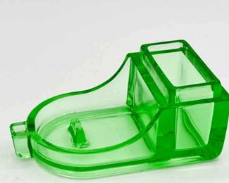 Hazel-Atlas Uranium Glass Pipe Rest with Match Holder – Marked