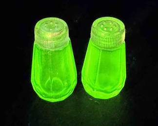 Small Uranium Glass Salt & Pepper Shakers