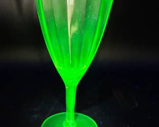 Uranium Glass Wine Goblet – Paneled Bowl Design