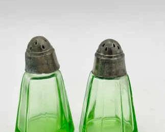 Green Depression Glass Salt & Pepper Shakers