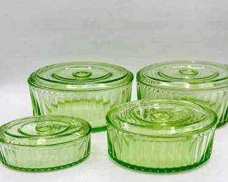 (4) Hocking Refrigerator Bowls with Ultraviolet Glow
