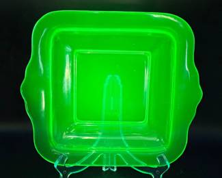 Shallow Green Depression Glass Platter