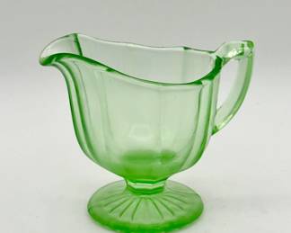 New Martinsville Creamer Pitcher– Pedestal Base with Ribbed Foot