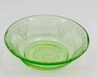 (18) Federal Glass Georgian Green Dessert Bowls — Large Set — Glows!