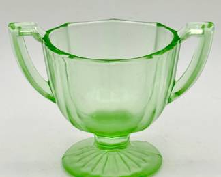 New Martinsville Glass Sugar Bowl – Double Handled Pedestal Base