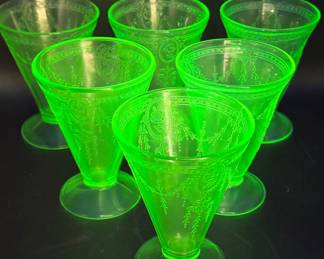 (6) Belmont Tumbler Footed Tumblers Rose Cameo Green