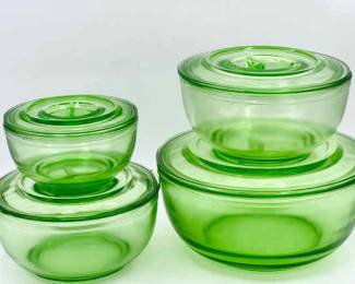 (4) Hocking Refrigerator Bowls with Ultraviolet Glow