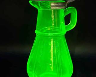 Hazel Atlas Syrup Pitcher Dispenser Uranium Glass