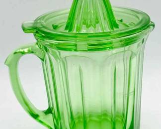 A&J Uranium Glass Citrus Reamer & Cup-Marked