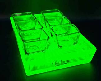 Rare Willeray Supreme Peanut Brittle Display Tray & (6) Salt Cellars