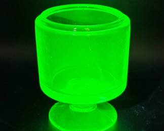 Vaseline Glass Container with Pedestal Vase