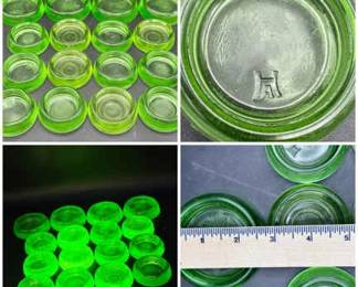 (16) Anchor Hocking Uranium Glass Furniture Coasters