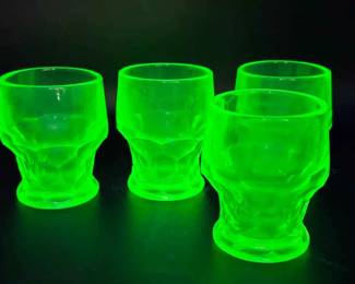 (4) Hazel Atlas Georgian Green Glasses