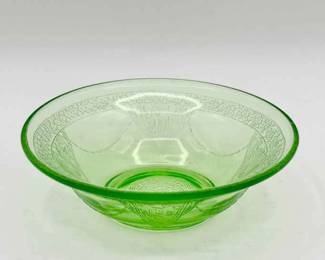 (7) 5.75” Federal Glass Georgian Green Bowls — Ultraviolet Glow