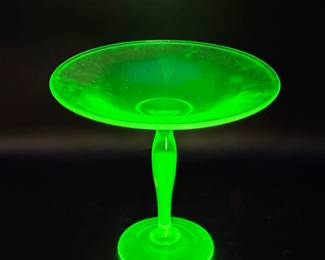 Vintage Uranium Glass Compote Dish