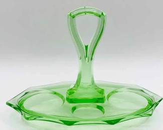 Vintage Green Depression Glass Bridge Set