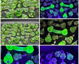 Large Collection Of Handles And Knobs - Many Uranium Glass