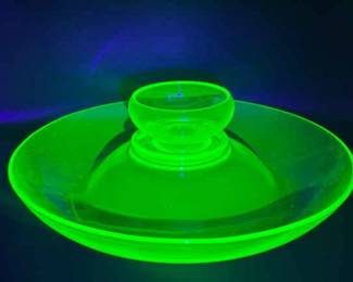 Uranium Glass Chip and Dip Serving Tray – Mid-Century Modern Style