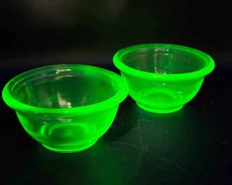 (2) Uranium Glass Portion Bowls