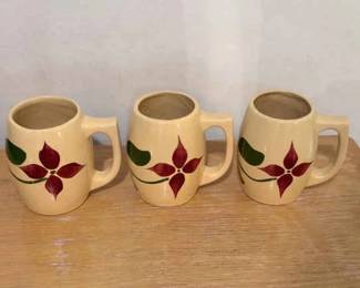 (3) Watt Pottery Starflower Mugs