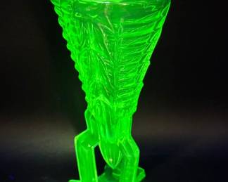 Rosice #1948 Czech Art Deco Blue Glass Rocket Vase