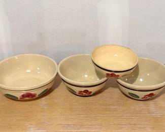 (4) Rio Rose Various Sized Watt Oven Ware Bowls