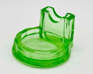 Uranium Glass Pipe Rest / Stand with Catch Tray