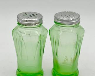 Uranium Glass Salt & Pepper Shakers – Hazel-Atlas Marked