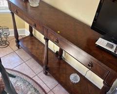 Inlaid wood console table