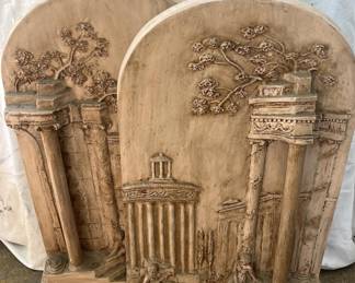 (2) Painted Fiberglass Neoclassical Wall Plaques