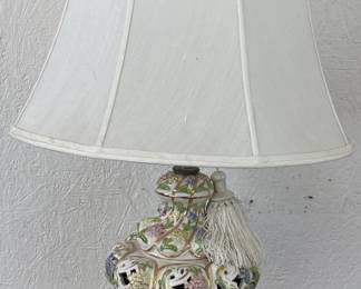 Vintage Pierced Hand Glazed Capodimonte Table Lamp