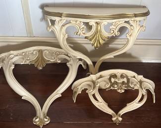 3- Vintage Plastic Hollywood Regency Wall Shelves