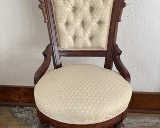 Antique Victorian Walnut Parlor Chair on Castors
