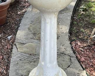 Tall Vintage Cast Iron Enameled Planter