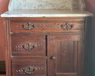 Antique Victorian Wash Stand with Marble Top