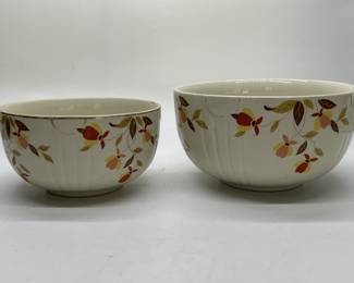 2- Vintage Halls Superior Autumn Leaf Mixing Bowls