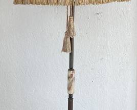 Vintage Floor Lamp with Stone Accents and Claw Foot Iron Base