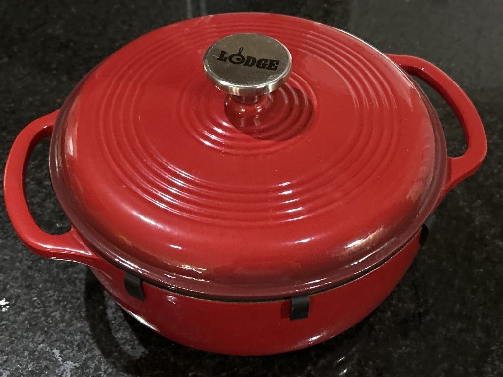 Lodge Enameled Cast Iron Pan w/ Insert & Lid