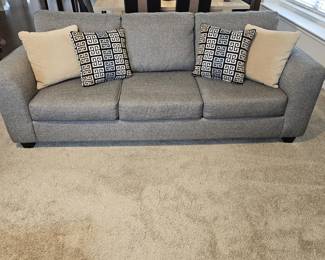 3-Cushion Tweed Sofa w/ 4-Accent Pillows, 1/2