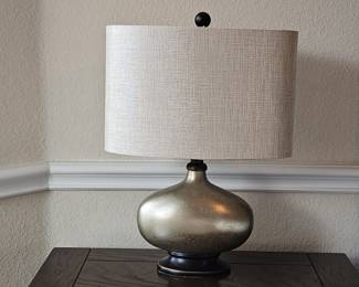 Shimmery Gold Town Ceramic Lamp w/ Shade, 1/2