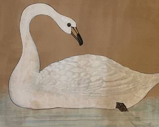 3D Art of Swimming Swan, Framed