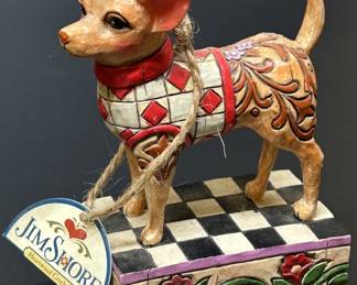 Jim Shore Collectable Dog on Checkerboard Figure