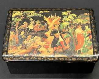Russian Folk Art Lacquered Dresser Box