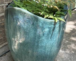 Speckled Blue Ceramic Flower Pot, 1 of 2
