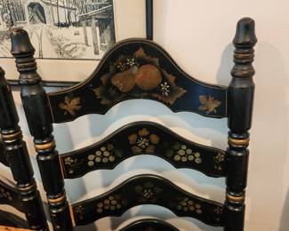 Set of 4 painted ladderback chairs (seats need to be recaned)