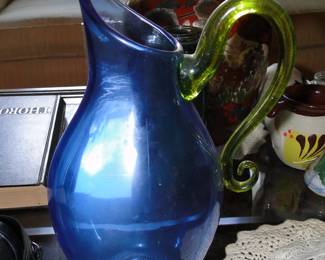 Signed artglass pitcher