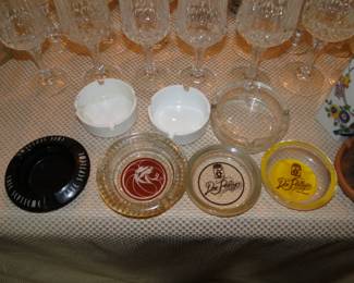 Ashtrays, glasses