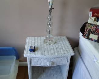 Wicker nightstands (2) ball lamps (2)